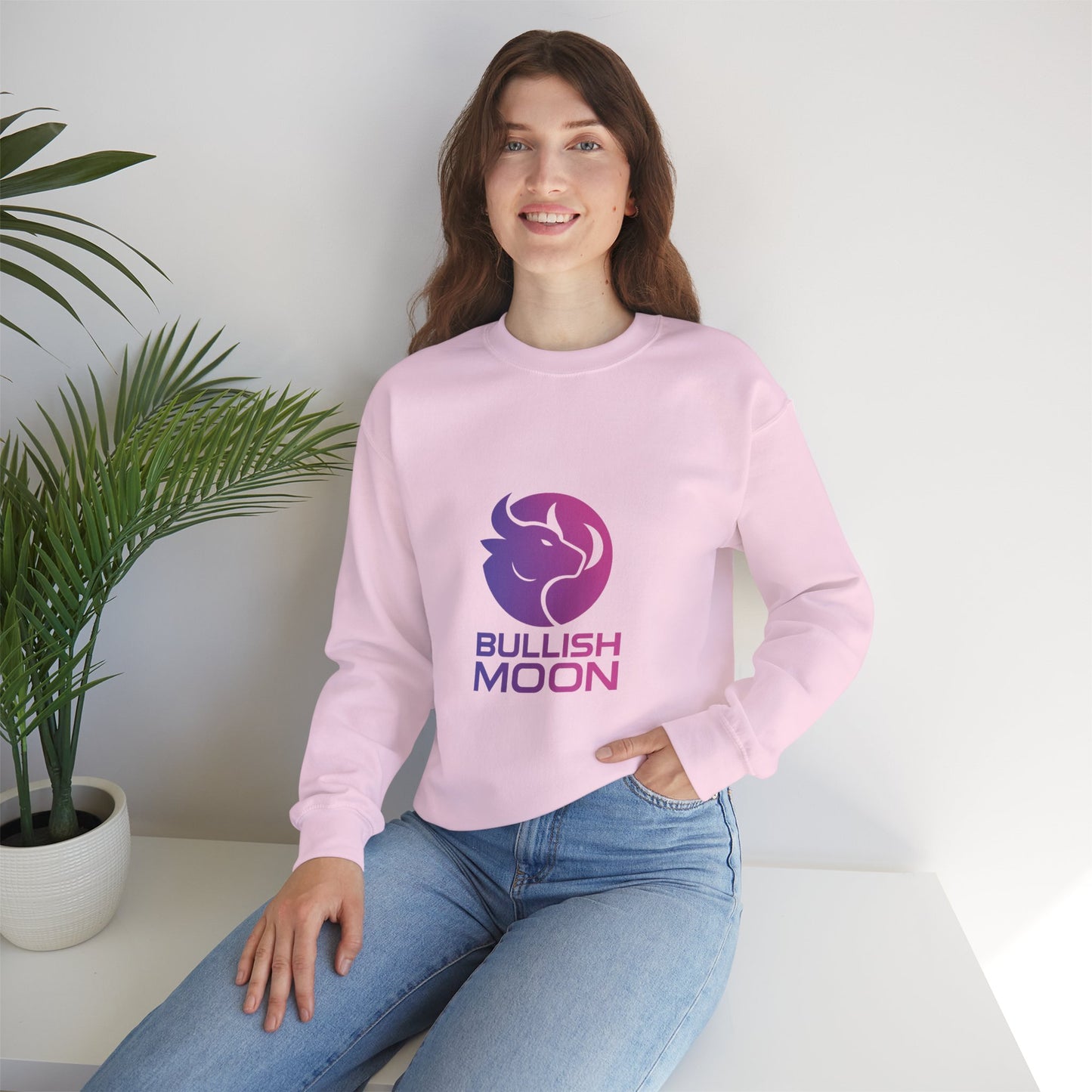 Bullish Moon Crewneck Sweatshirt β Gradient Bull Logo Pullover