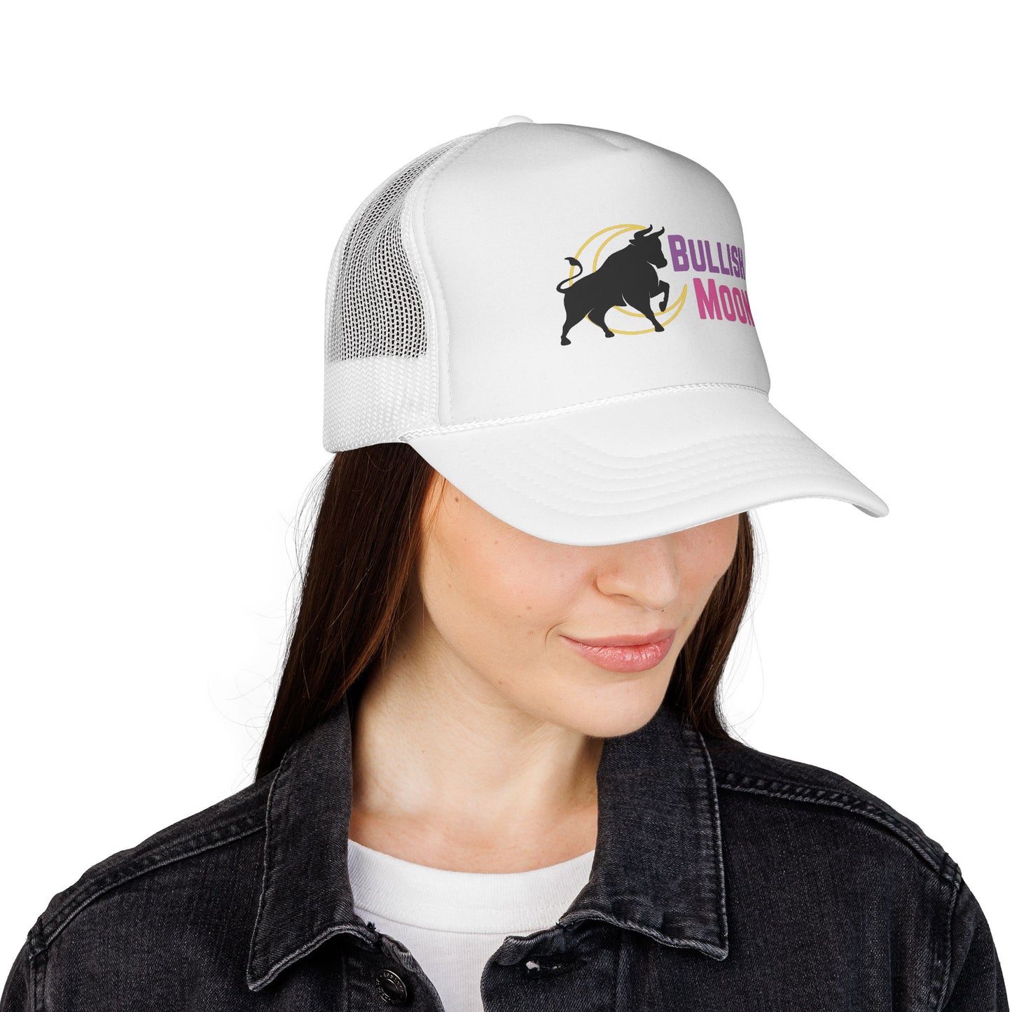 Bullish Moon Trucker Hat — Retro Bull Logo Cap
