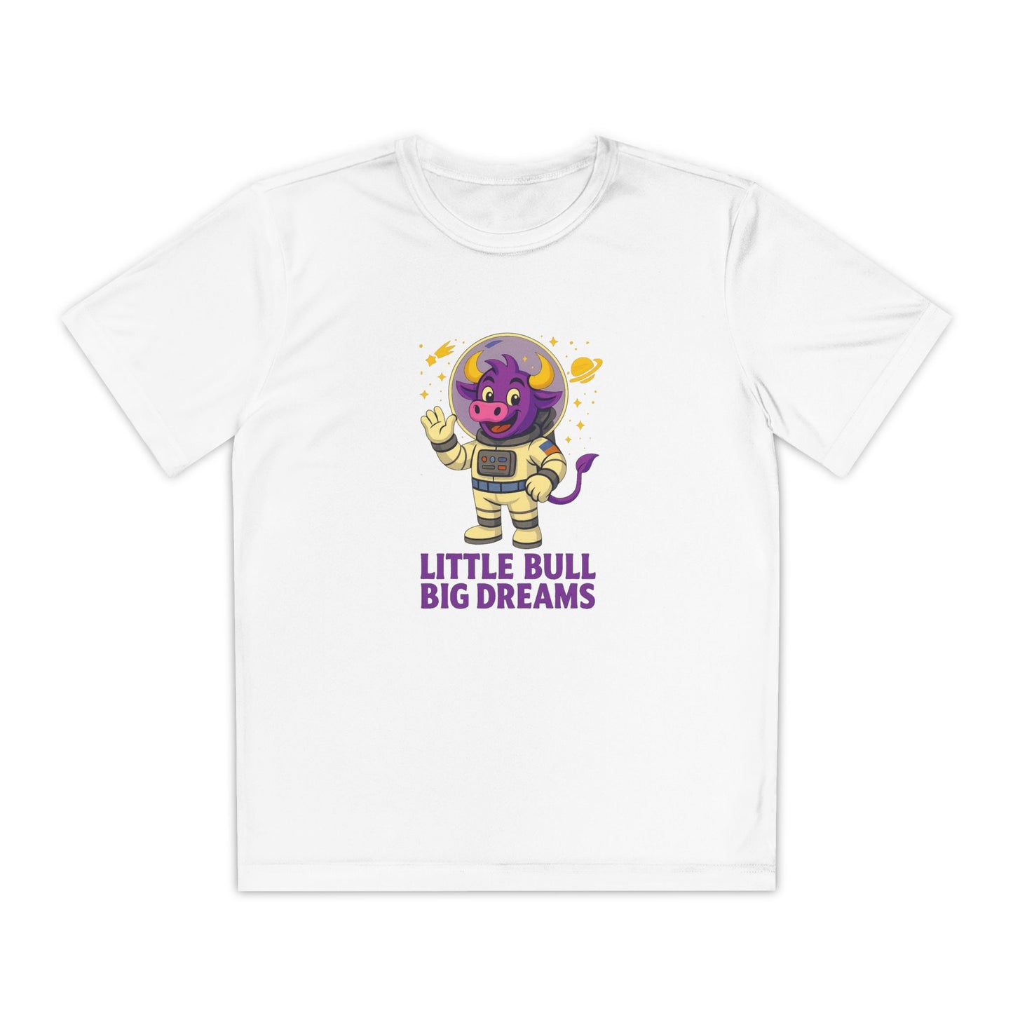 Youth T-Shirt — Little Bull Big Dreams Wicking Tee for kids