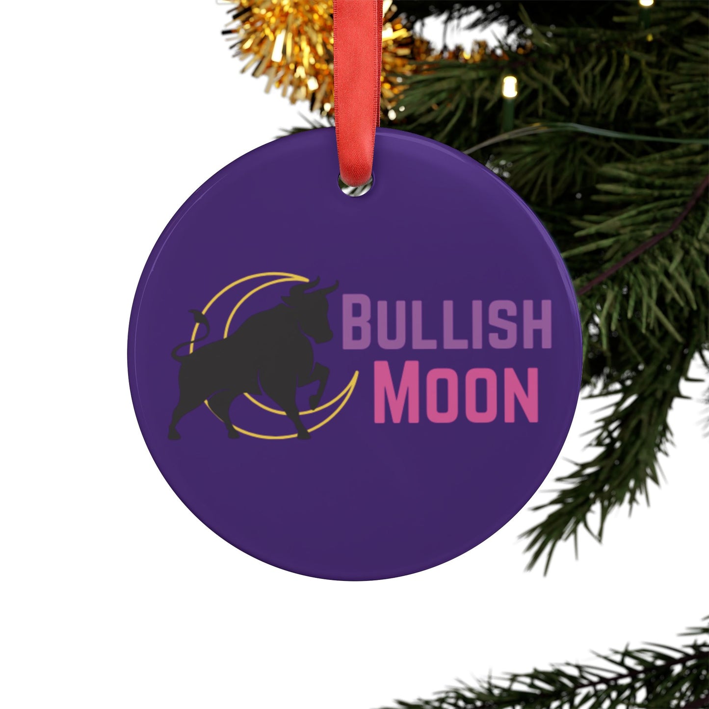 Bullish Moon Logo Acrylic Ornament with Ribbon