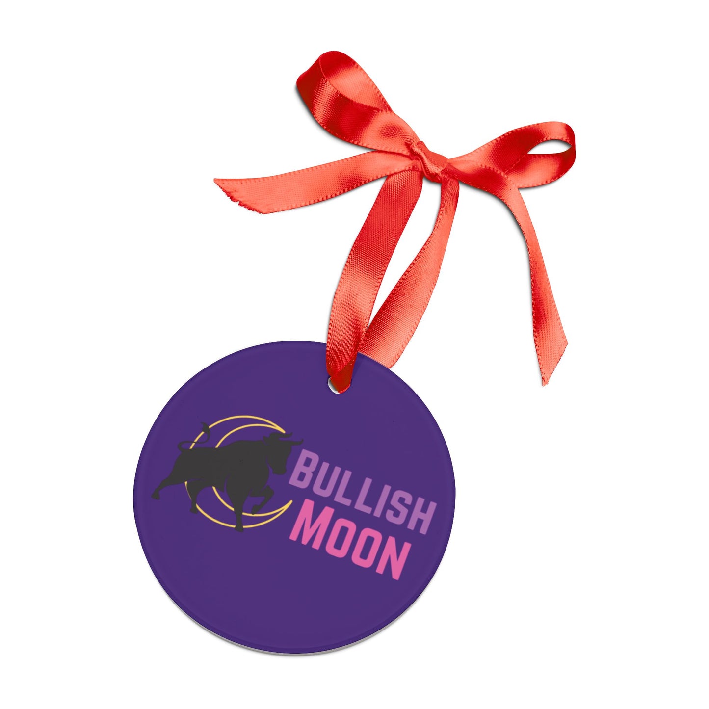 Bullish Moon Logo Acrylic Ornament with Ribbon