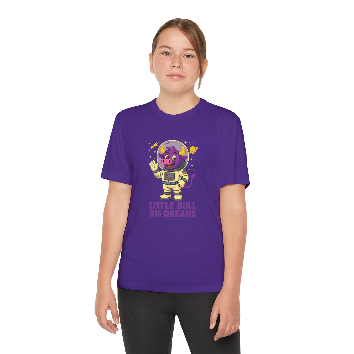 Youth T-Shirt — Little Bull Big Dreams Wicking Tee for kids