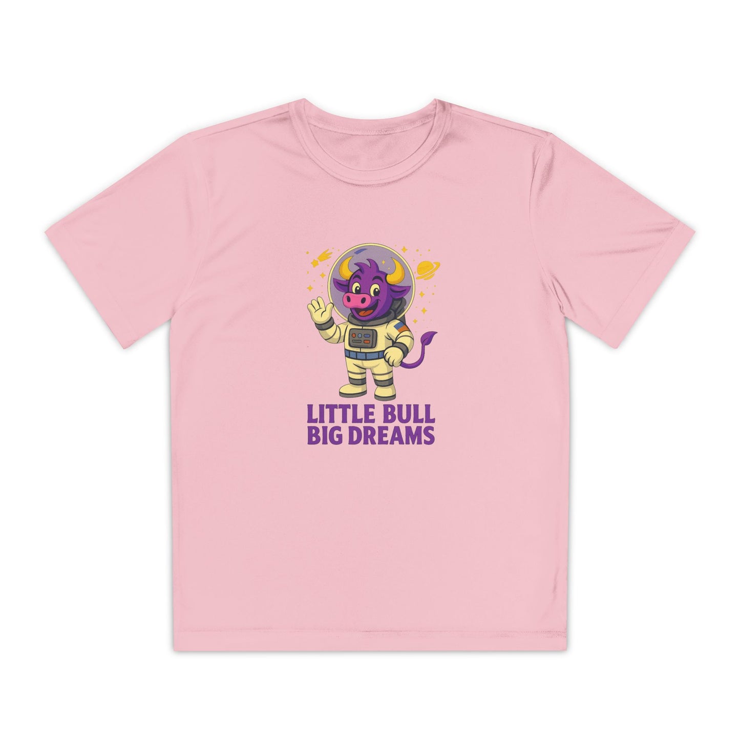 Youth T-Shirt — Little Bull Big Dreams Wicking Tee for kids