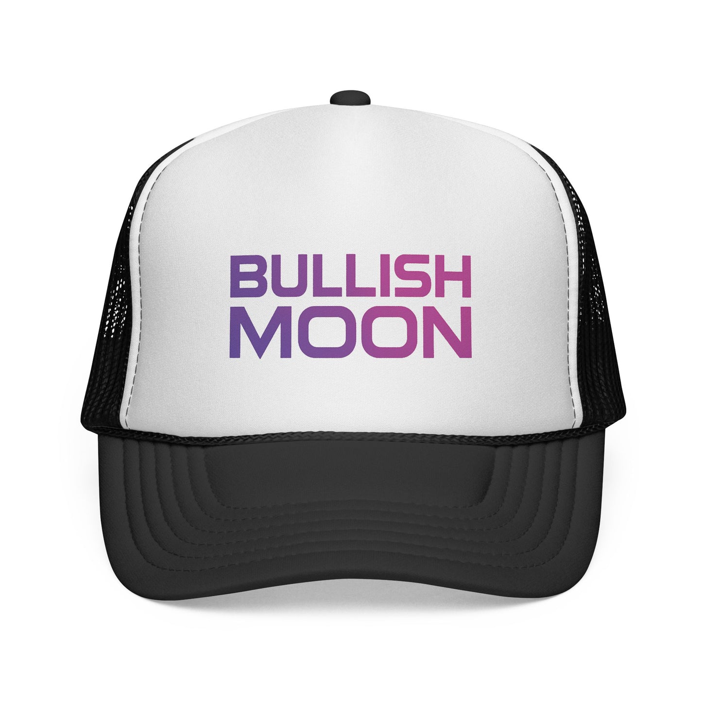 🧢 Bullish Moon Trucker Hat – Text Logo Edition