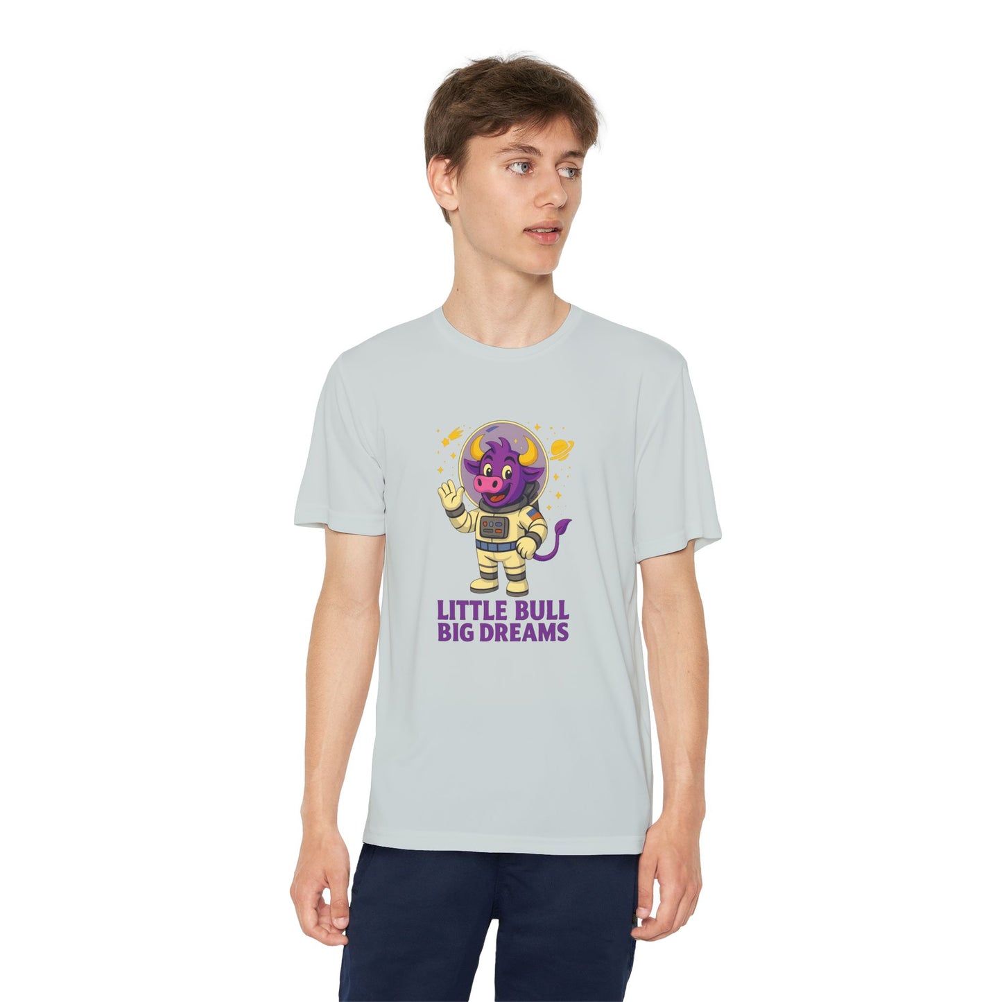 Youth T-Shirt — Little Bull Big Dreams Wicking Tee for kids