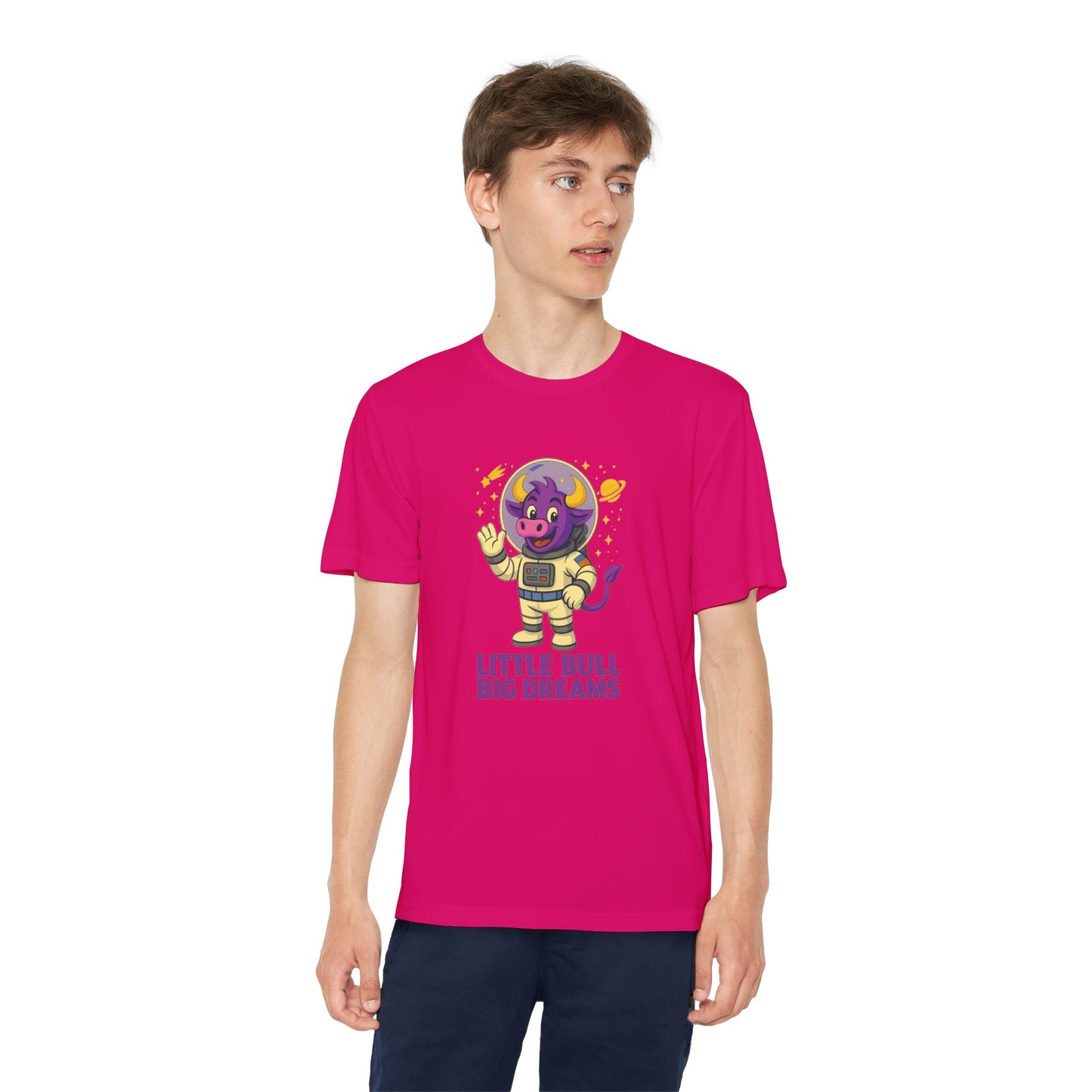 Youth T-Shirt — Little Bull Big Dreams Wicking Tee for kids