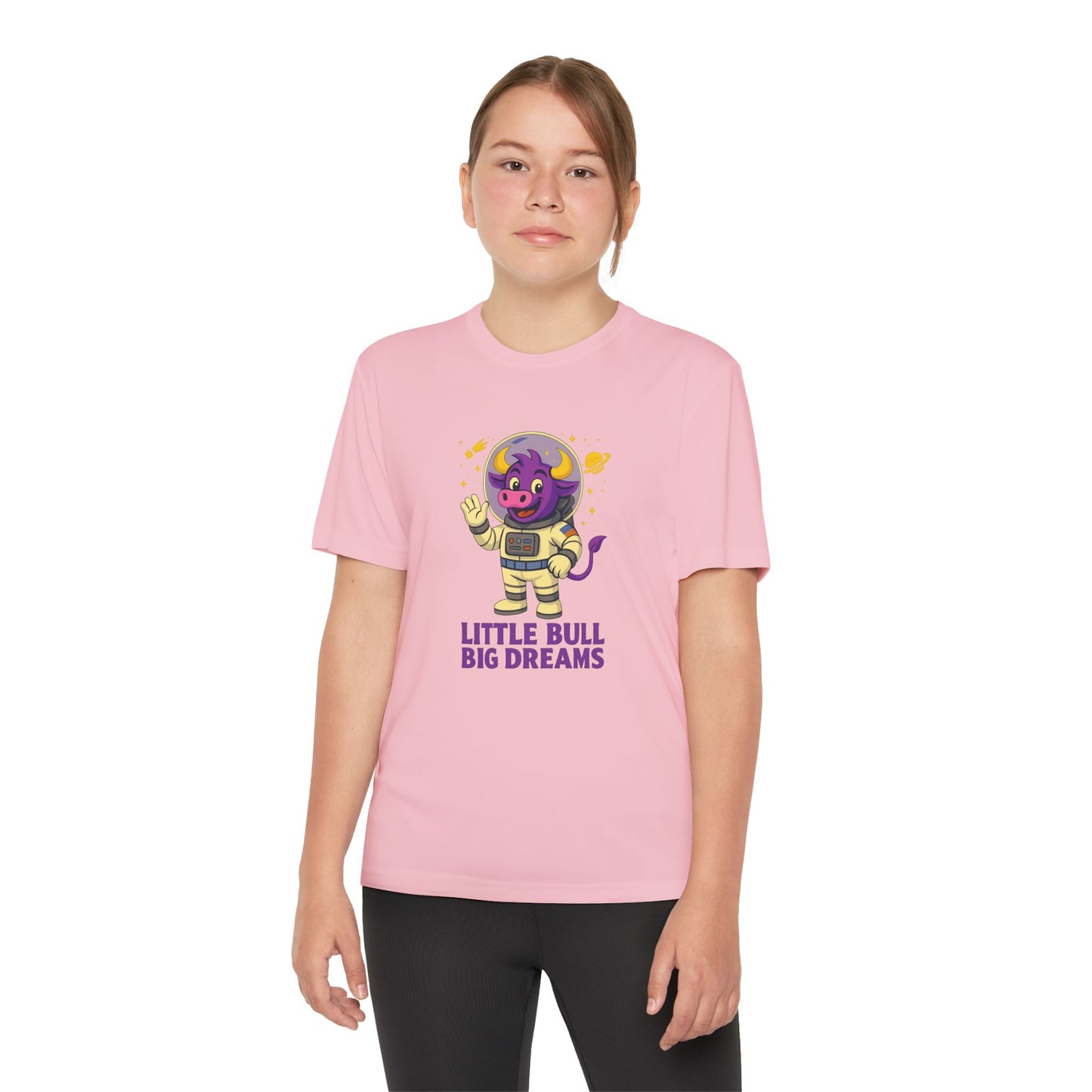 Youth T-Shirt — Little Bull Big Dreams Wicking Tee for kids