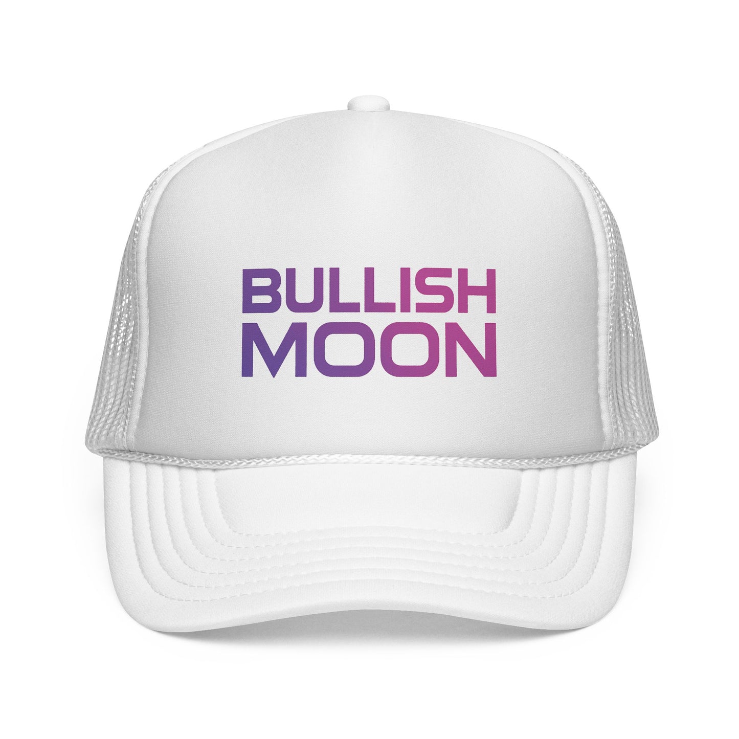 🧢 Bullish Moon Trucker Hat – Text Logo Edition