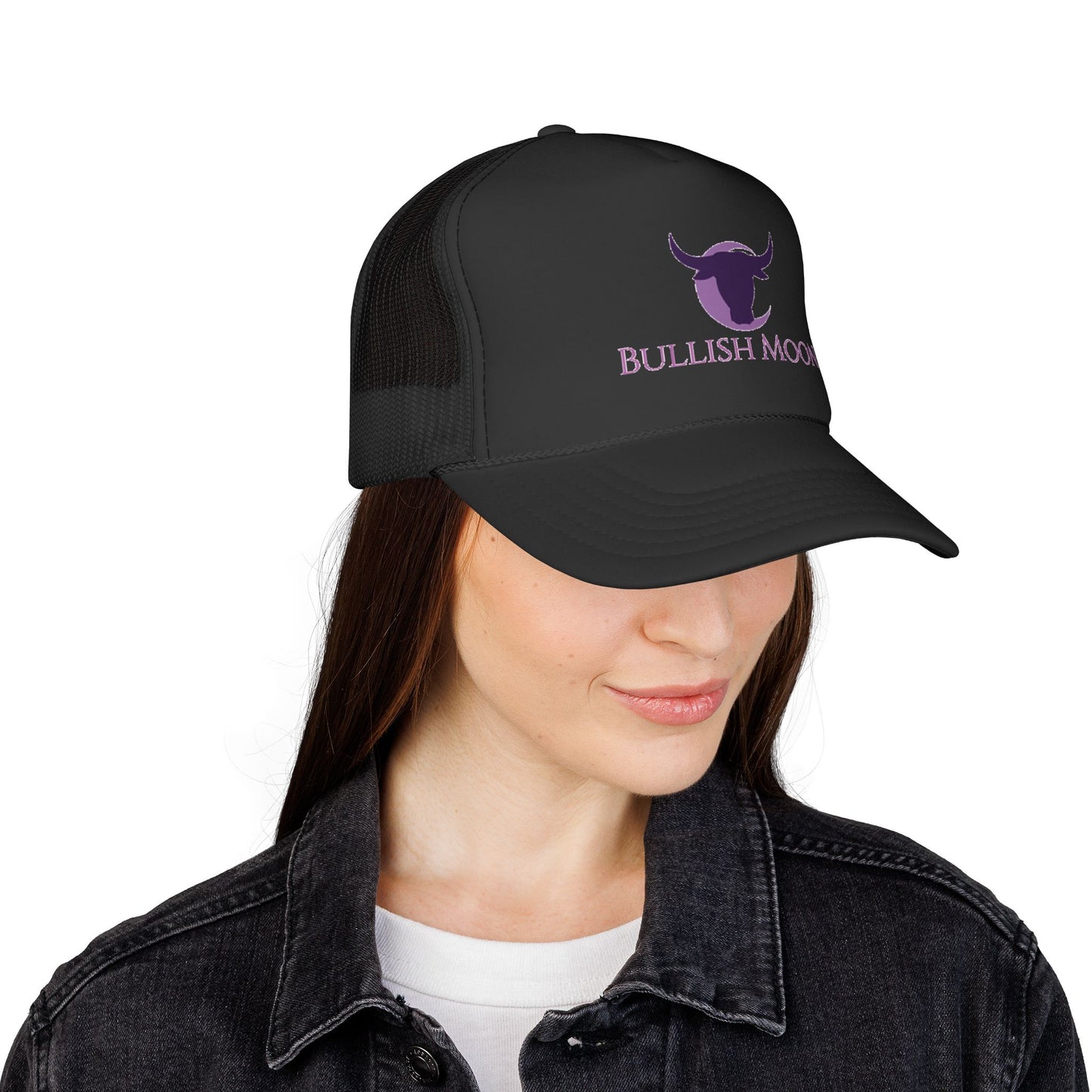 🧢 Bullish Moon Trucker Hat – Minimal Logo Edition