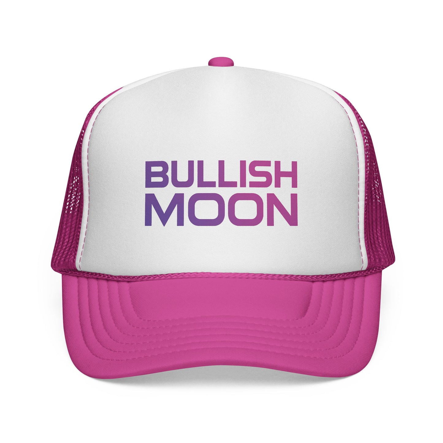🧢 Bullish Moon Trucker Hat – Text Logo Edition