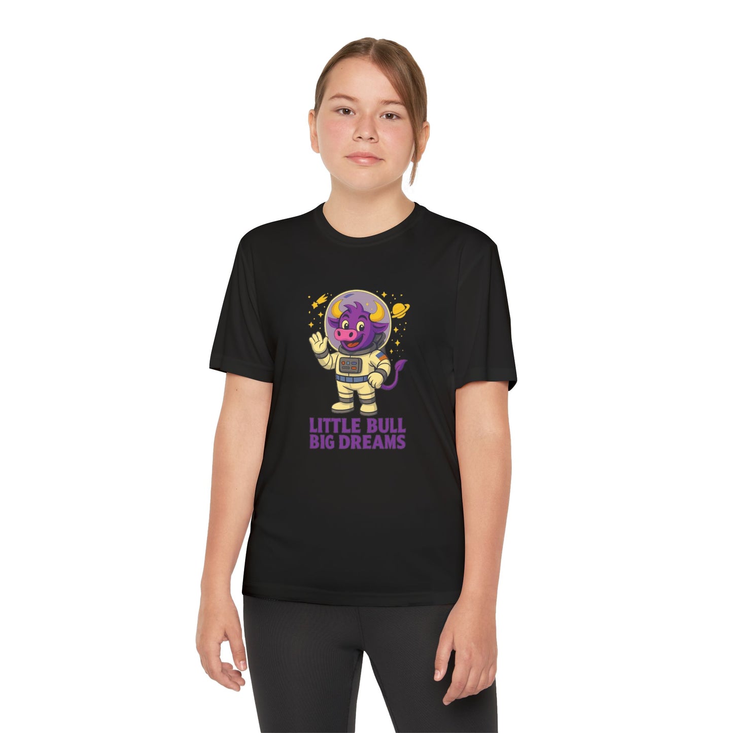 Youth T-Shirt — Little Bull Big Dreams Wicking Tee for kids