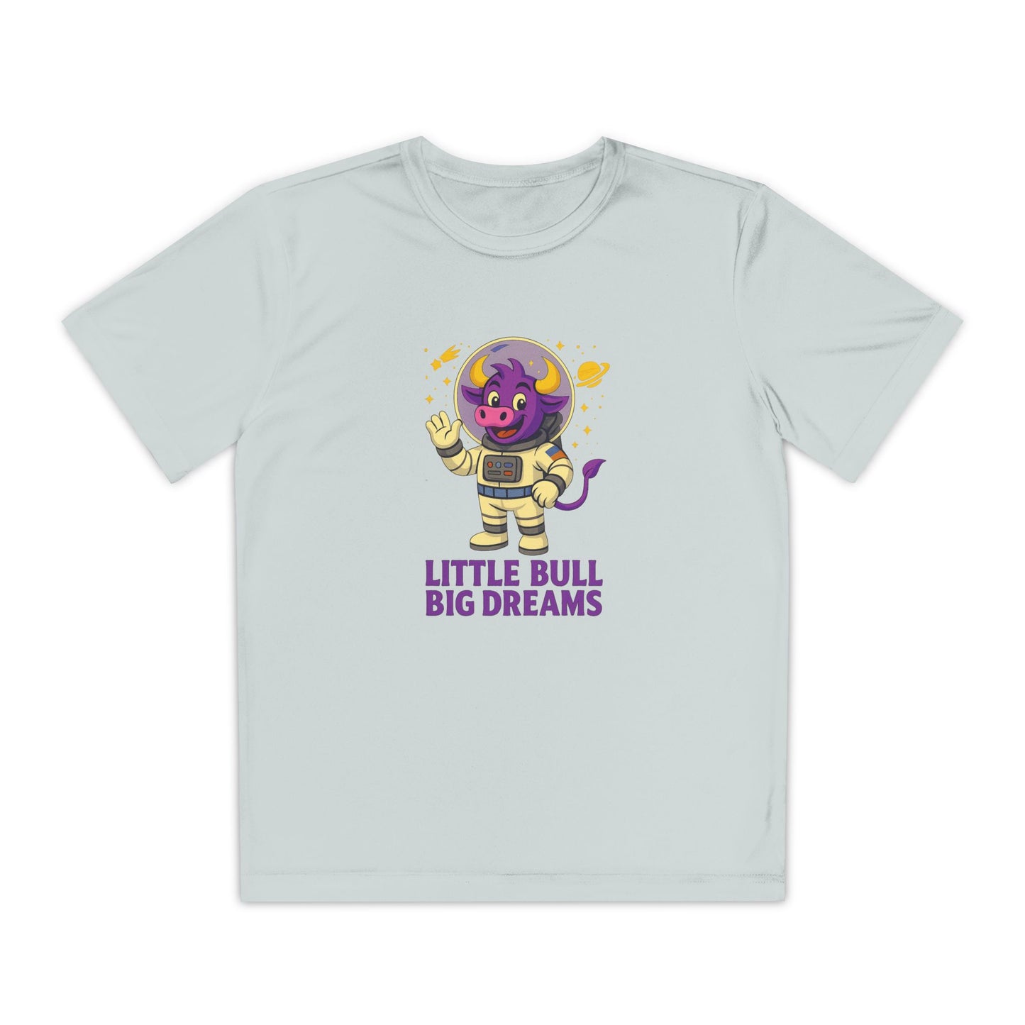Youth T-Shirt — Little Bull Big Dreams Wicking Tee for kids
