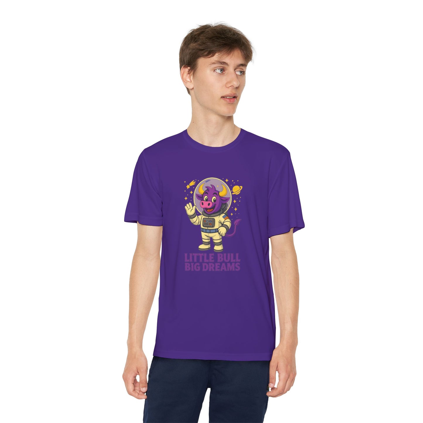 Youth T-Shirt — Little Bull Big Dreams Wicking Tee for kids