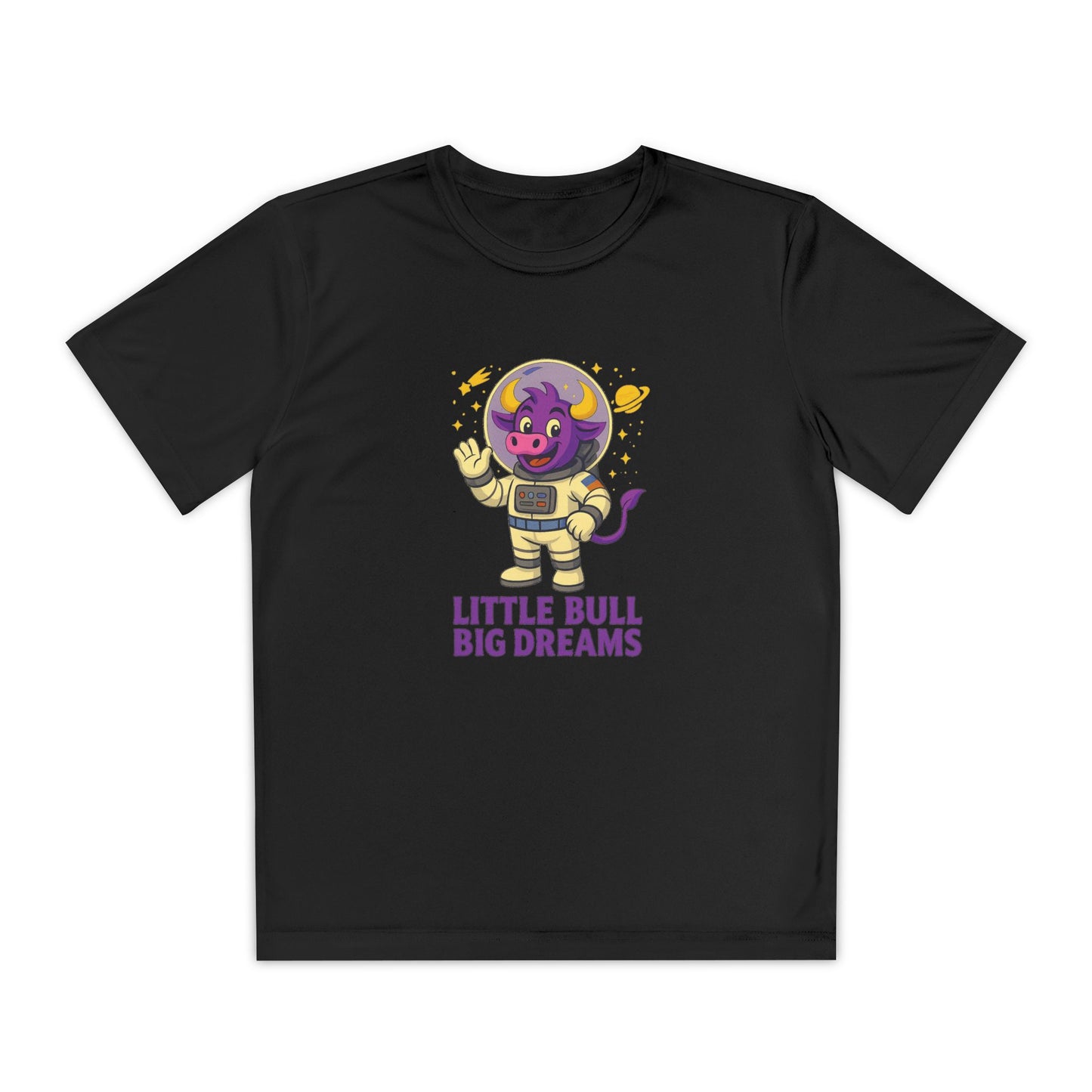 Youth T-Shirt — Little Bull Big Dreams Wicking Tee for kids