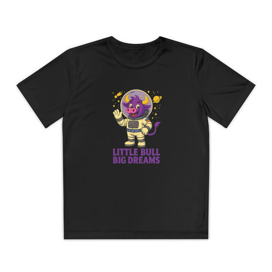 Youth T-Shirt — Little Bull Big Dreams Wicking Tee for kids