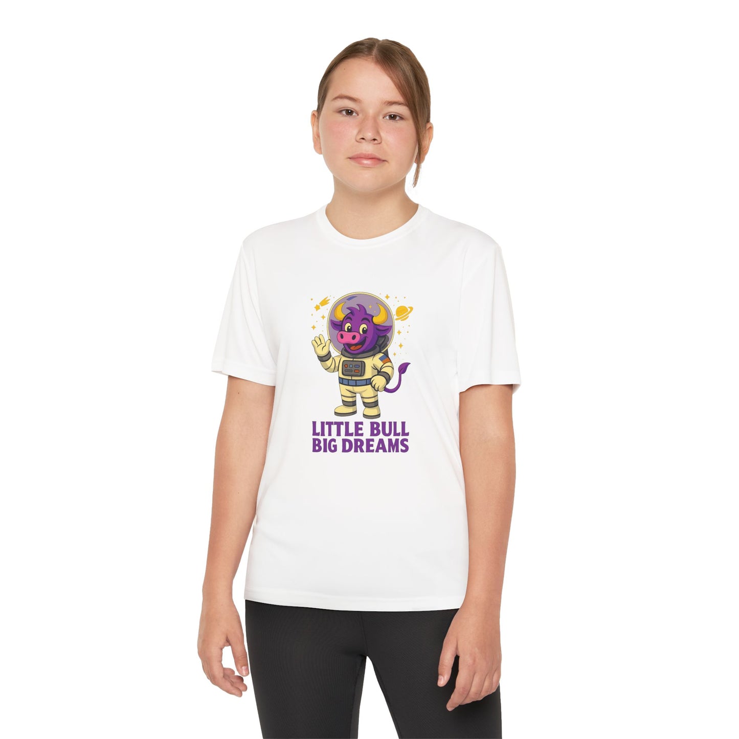 Youth T-Shirt — Little Bull Big Dreams Wicking Tee for kids