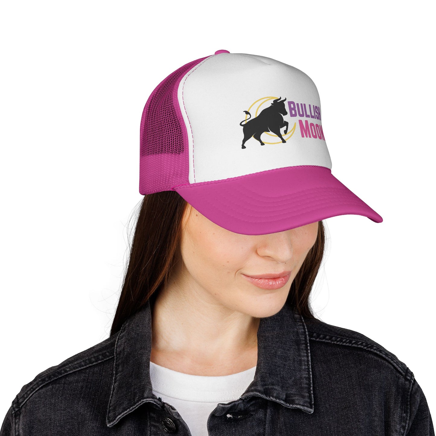 Bullish Moon Trucker Hat — Retro Bull Logo Cap