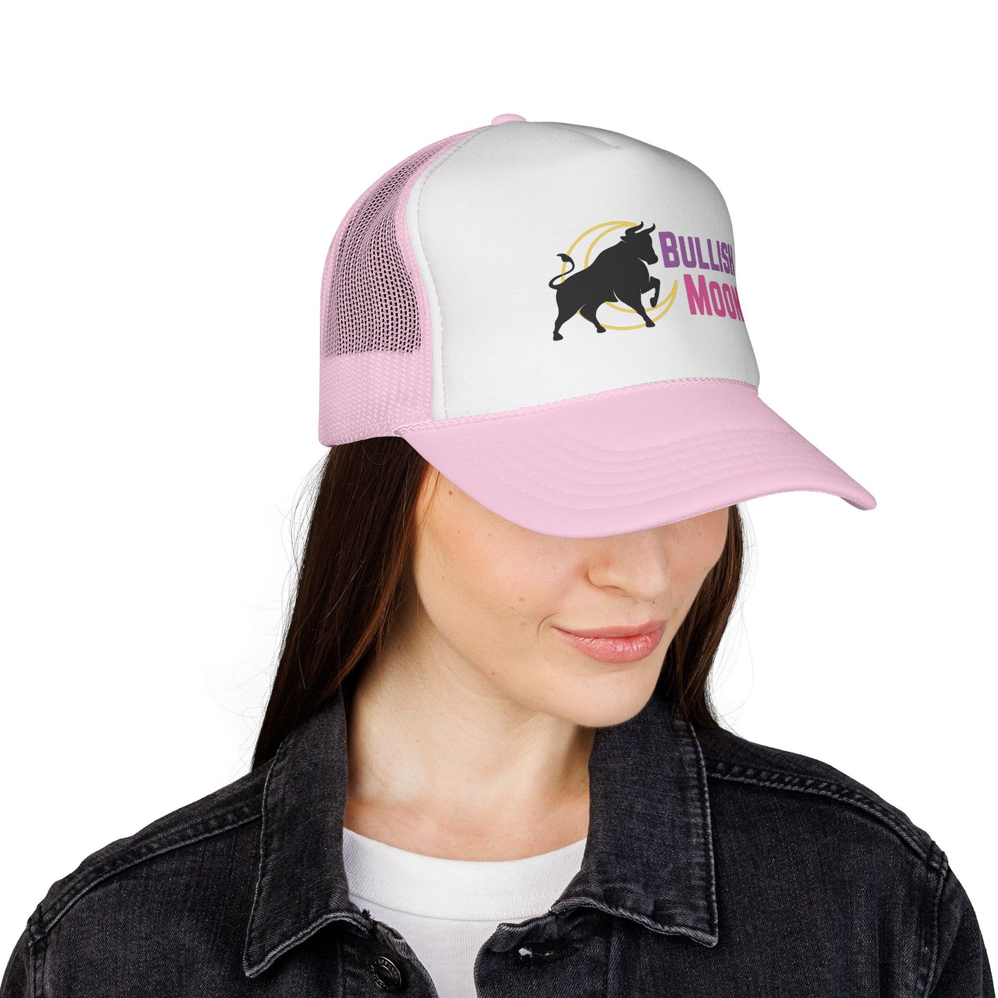 Bullish Moon Trucker Hat — Retro Bull Logo Cap