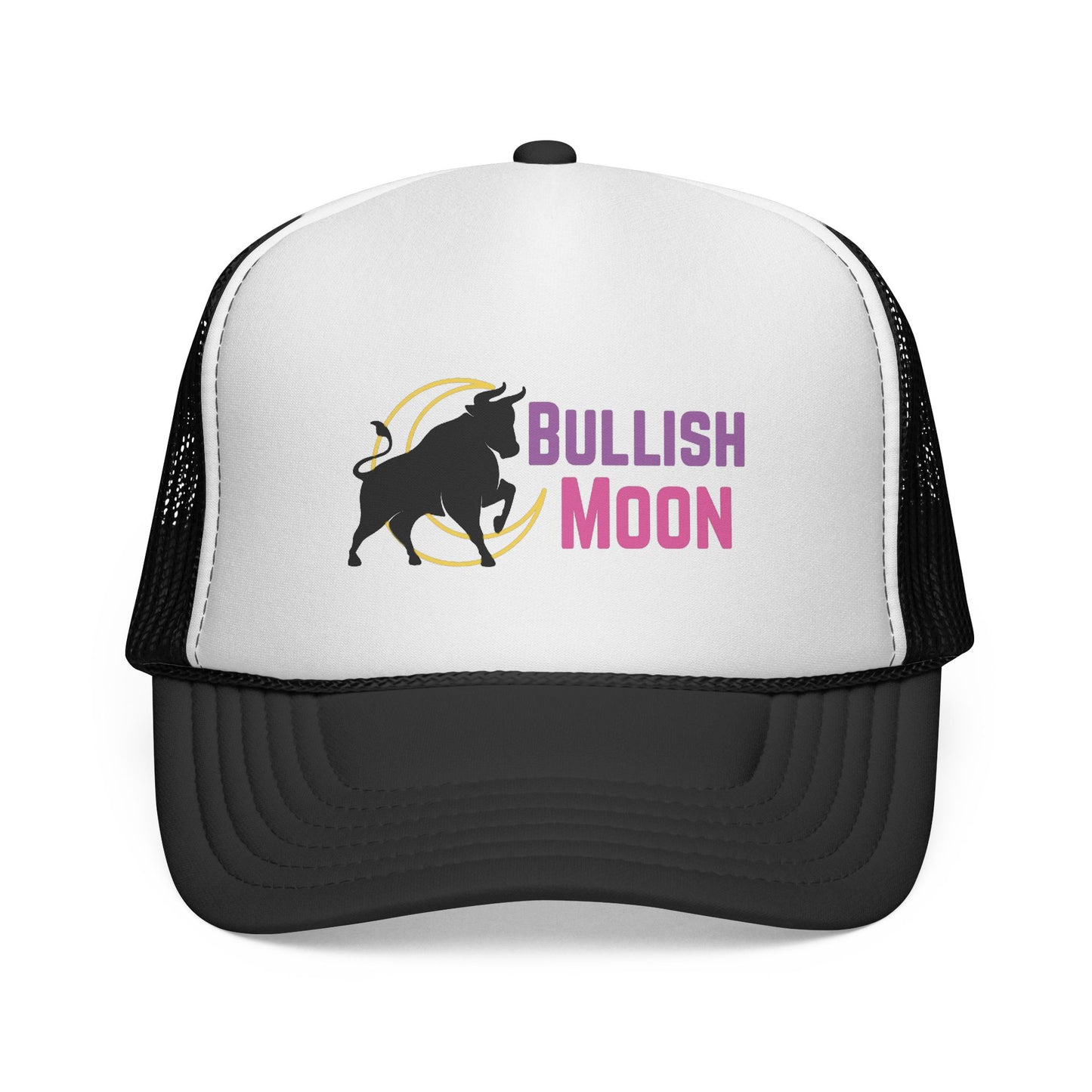 Bullish Moon Trucker Hat — Retro Bull Logo Cap