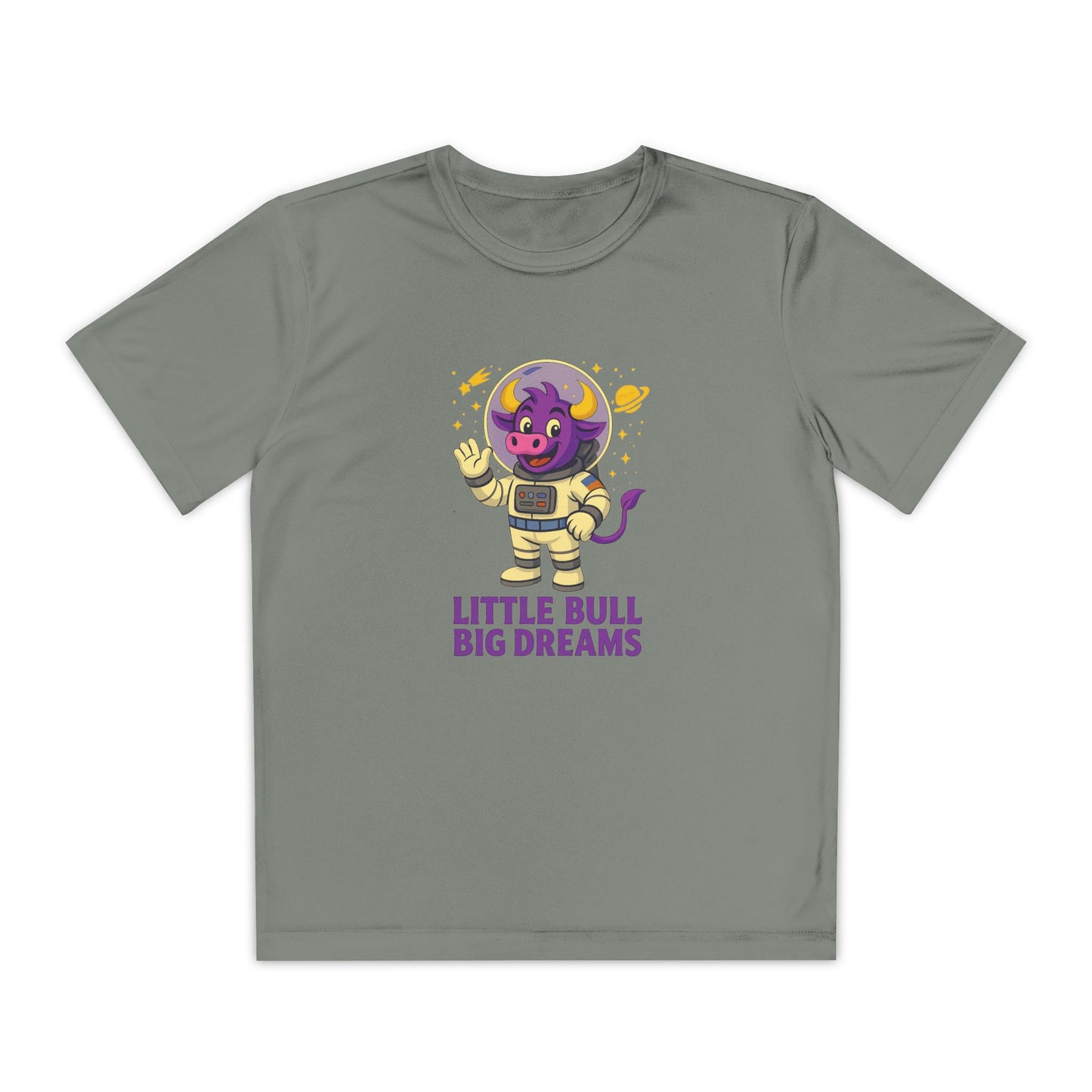 Youth T-Shirt — Little Bull Big Dreams Wicking Tee for kids