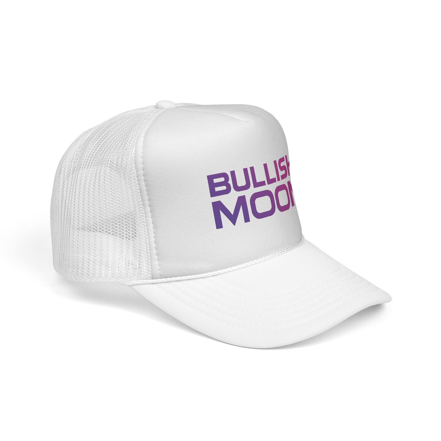 🧢 Bullish Moon Trucker Hat – Text Logo Edition