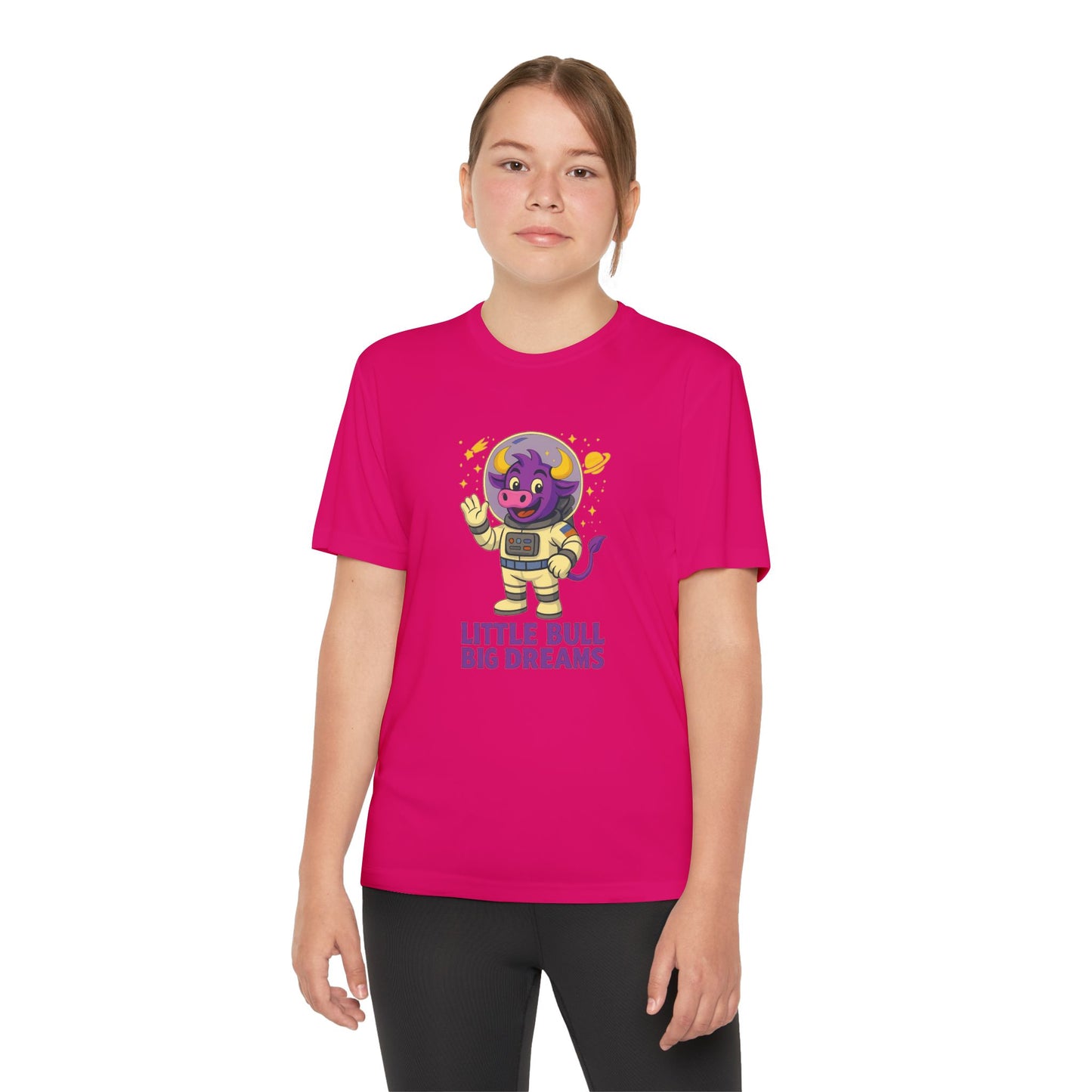 Youth T-Shirt — Little Bull Big Dreams Wicking Tee for kids