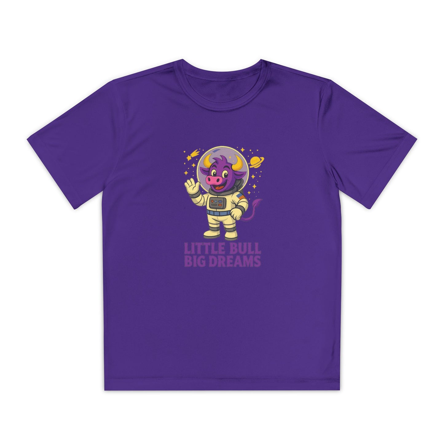 Youth T-Shirt — Little Bull Big Dreams Wicking Tee for kids